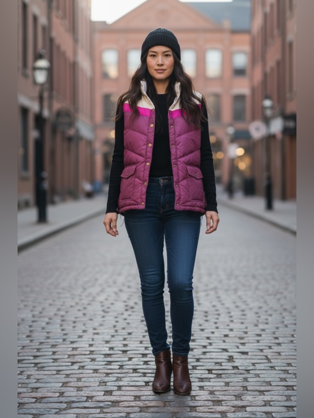Old Navy Retro Colorblock Chevron Puffer Vest Down Fill XS Gorpcore